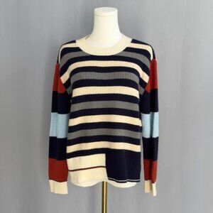 City Blues Navy and Cream Striped Crew Neck Sweater